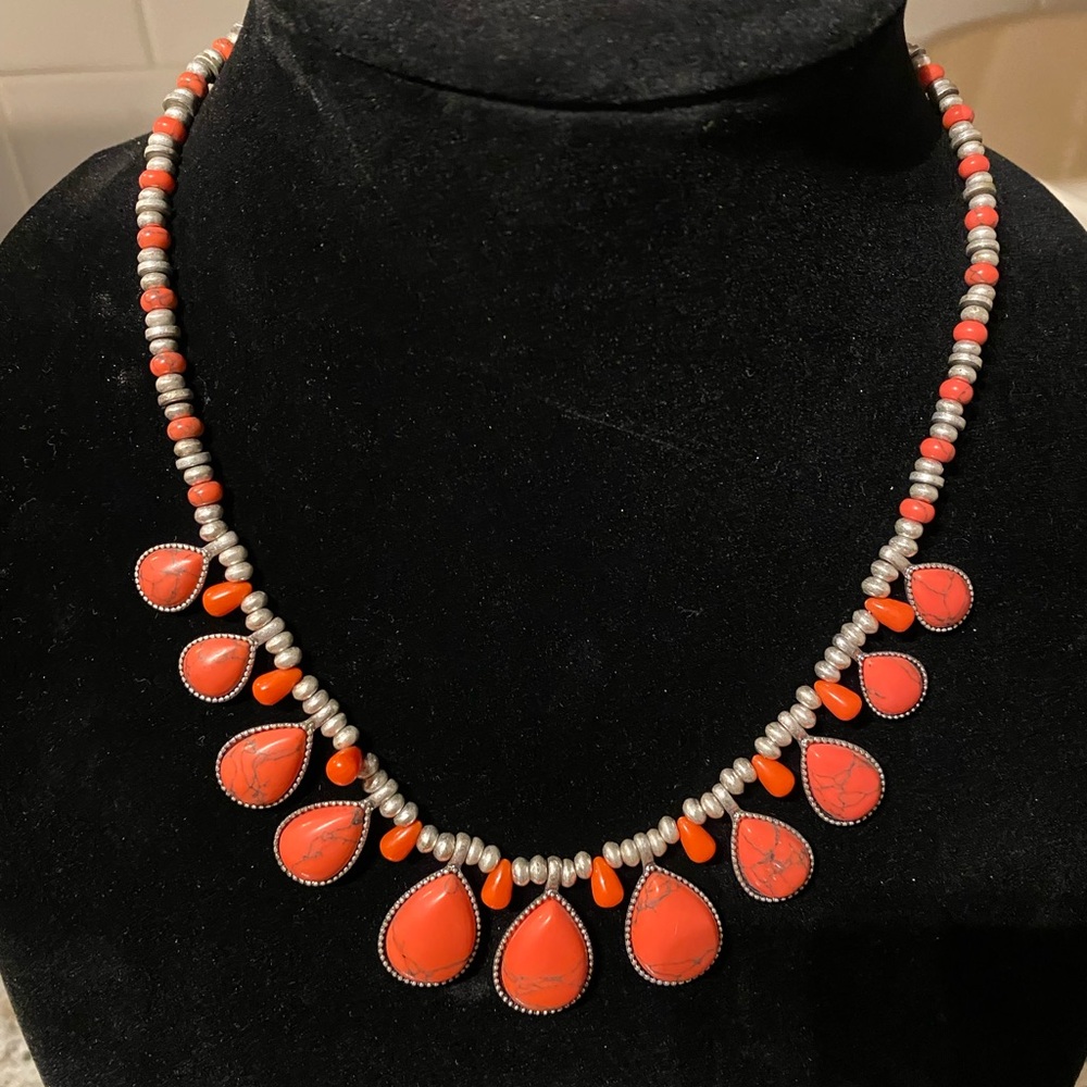 Chaps Watermelon And Silver Colored Necklace - image 1